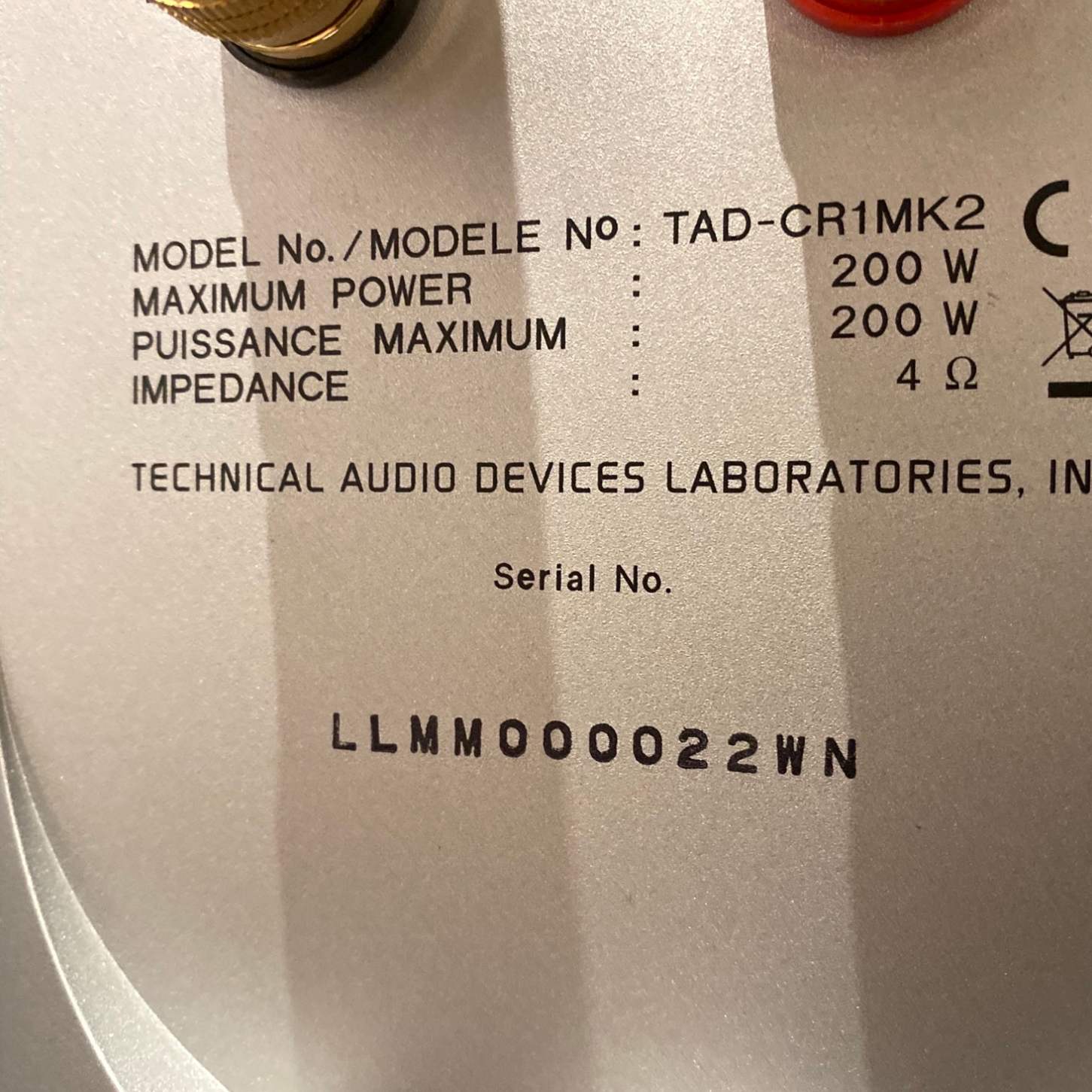 TAD Compact Reference One MK2 CR1-MK2 Stand Mount Speakers-As Traded