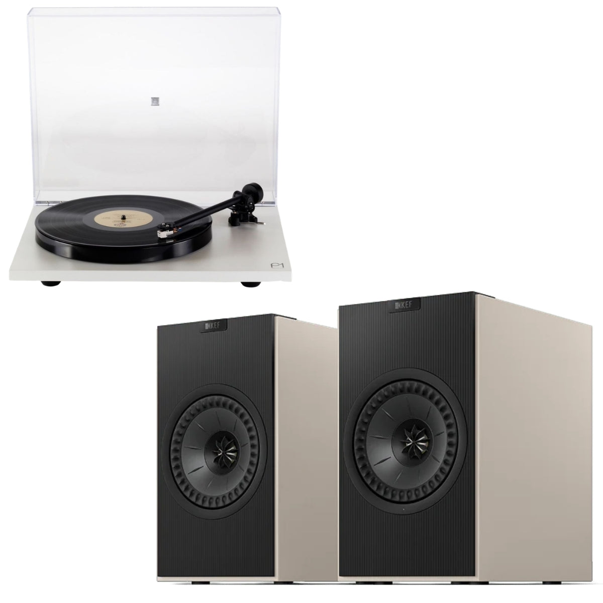 KEF Coda W Wireless Active Speakers and Rega Planar 1 (P1) Turntable Bundle
