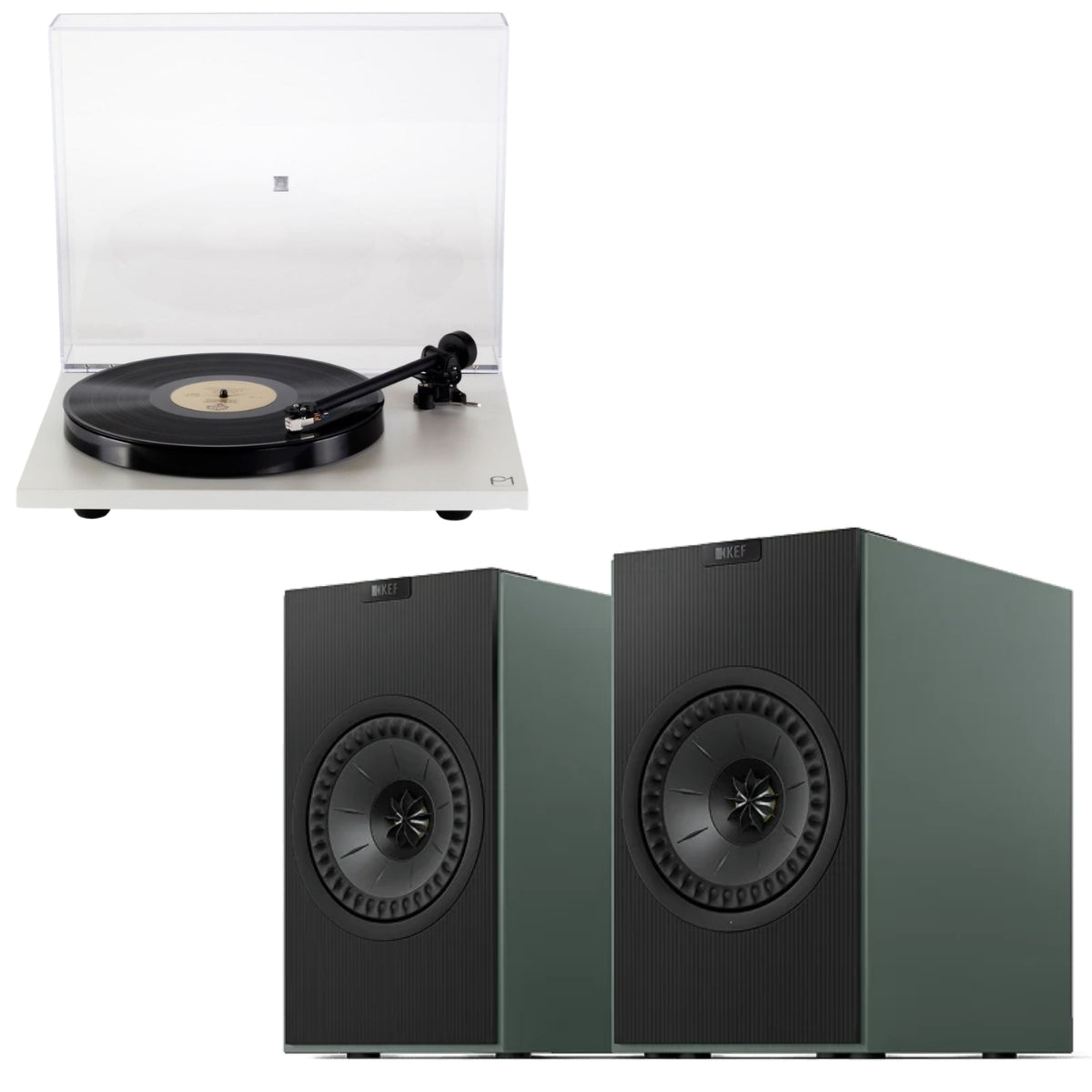 KEF Coda W Wireless Active Speakers and Rega Planar 1 (P1) Turntable Bundle