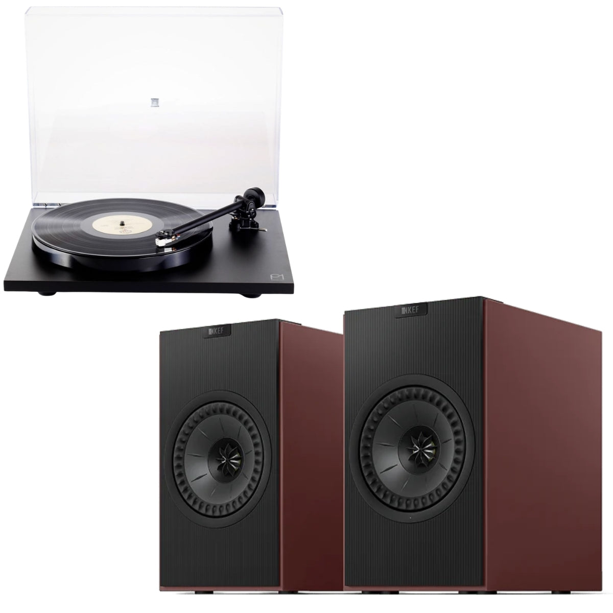 KEF Coda W Wireless Active Speakers and Rega Planar 1 (P1) Turntable Bundle