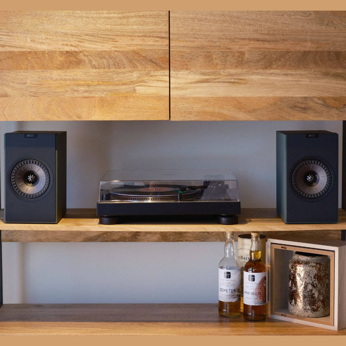 KEF Coda W Wireless Active Speakers and Audio Technica AT-LP120XBT-USB Direct Drive Turntable Bundle