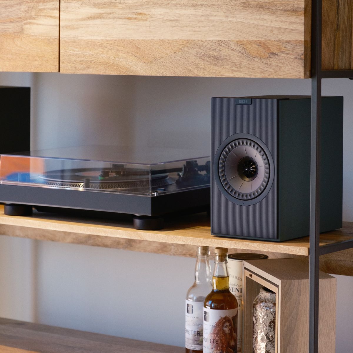 KEF Coda W Wireless Active Speakers and Audio Technica AT-LP120XBT-USB Direct Drive Turntable Bundle