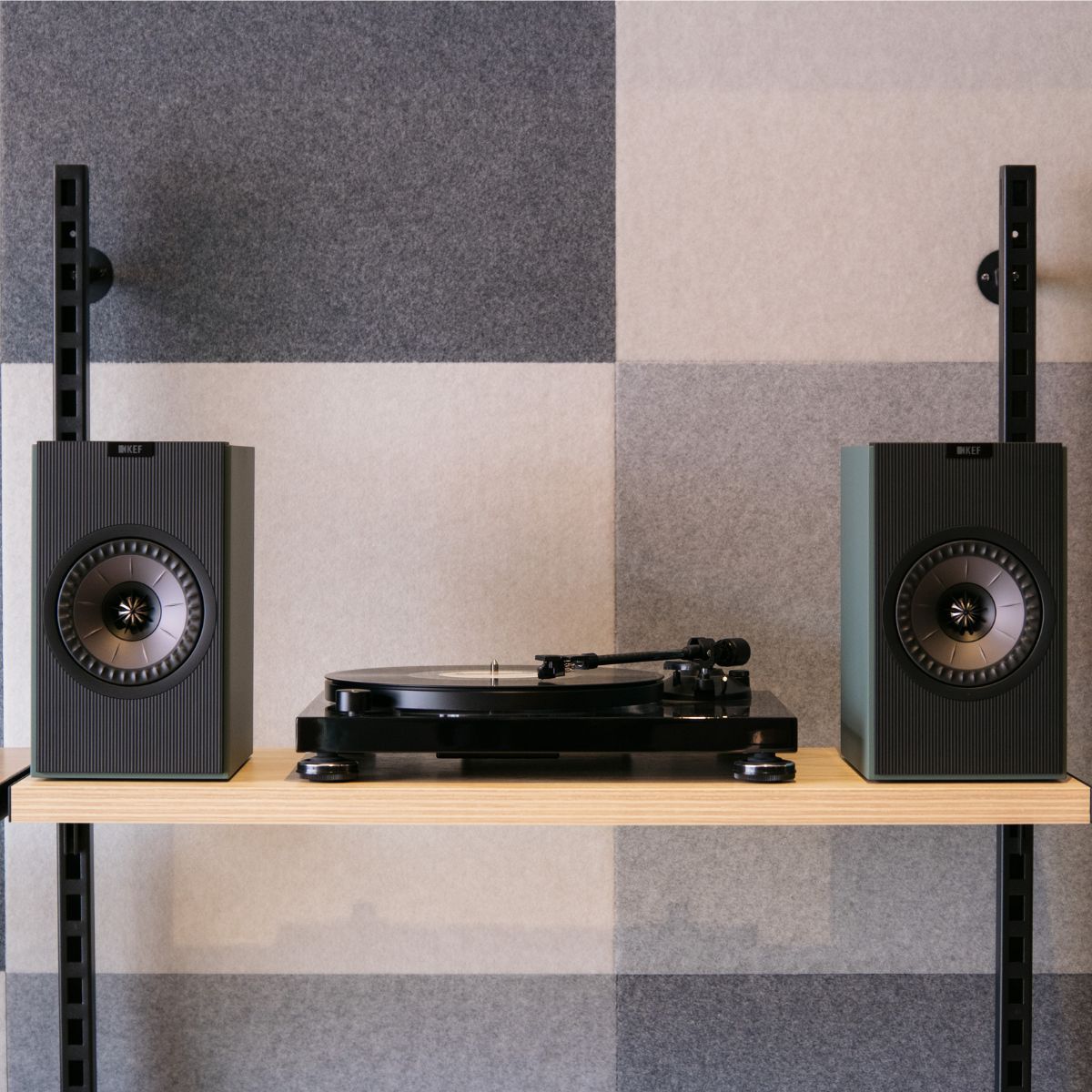 KEF Coda W Wireless Active Speakers and Audio Technica AT-LPW50PB Manual Belt Drive Turntable Bundle