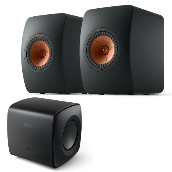 KEF LS50 Wireless 2 Black and KC62 Black Bundle