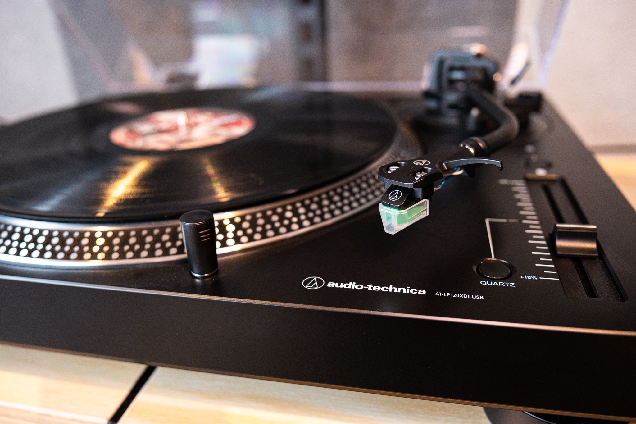 KEF LSXIILT Green and Audio Technica LP120XBT-USB 4