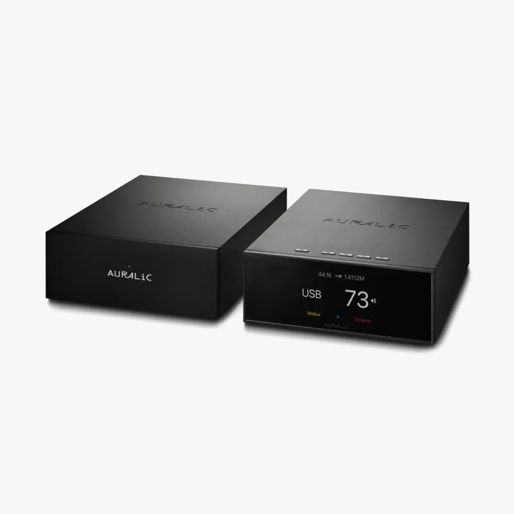Auralic VEGA S1 Streaming DAC Preamplifier and S1 Power Supply Side by Side
