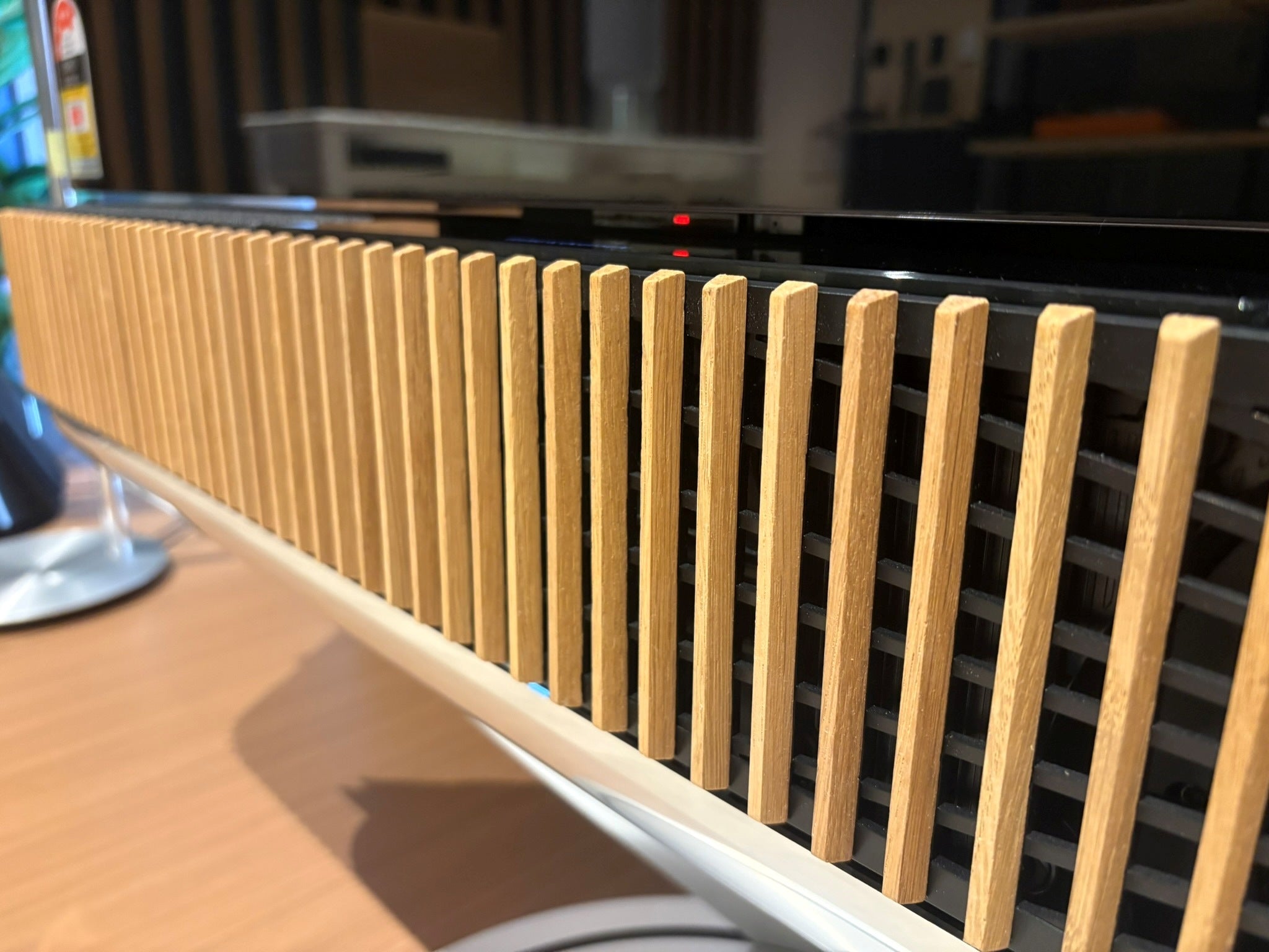 Ex Demo - Bang & Olufsen Beosound Theatre Soundbar 55", Aluminium / Oak (Optional Motorised Floorstand)