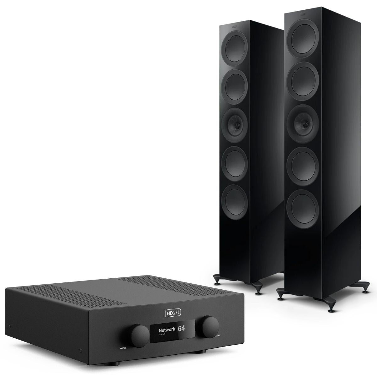Hegel H400 Integrated Streaming Amplifier and KEF R11 Meta Floorstanding Speakers Bundle