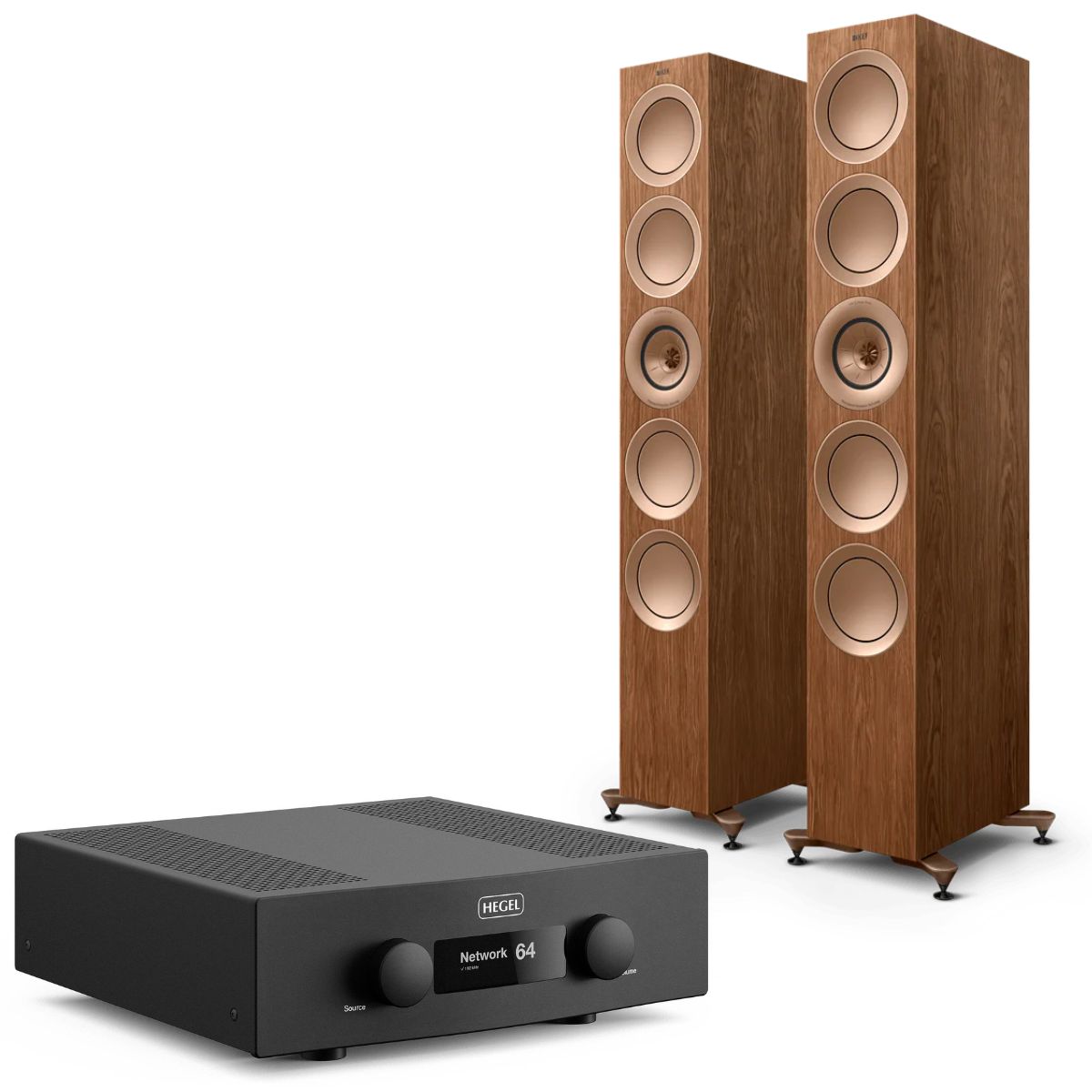Hegel H400 Integrated Streaming Amplifier and KEF R11 Meta Floorstanding Speakers Bundle