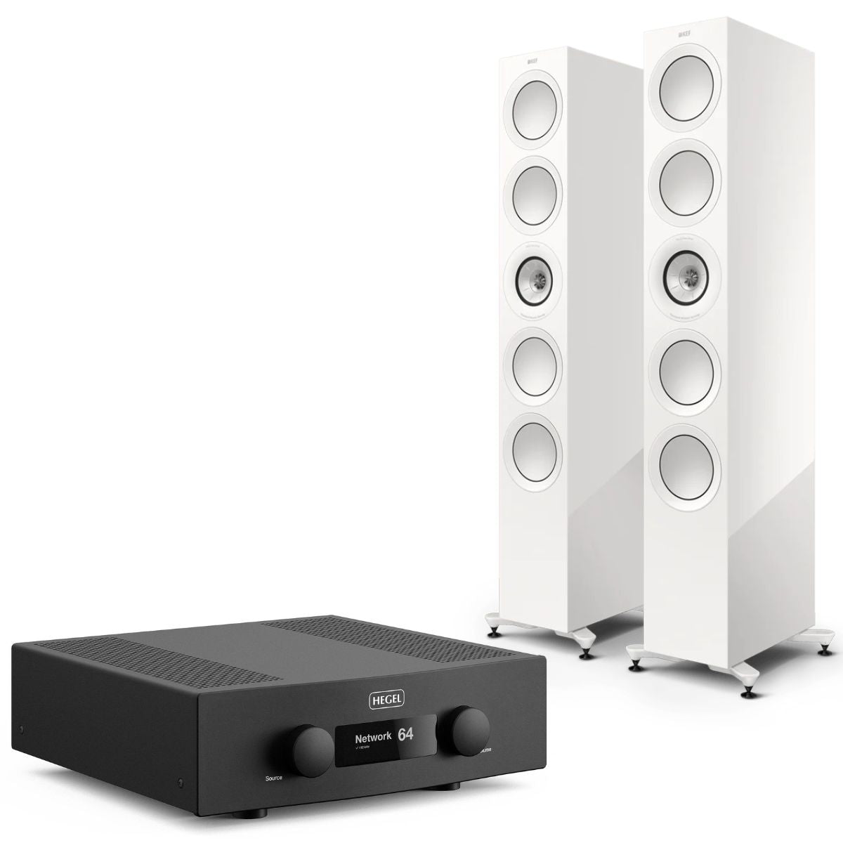 Hegel H400 Integrated Streaming Amplifier and KEF R11 Meta Floorstanding Speakers Bundle