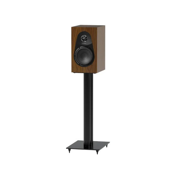 Walnut Linn 119 Bookshelf Speaker on Black Stand