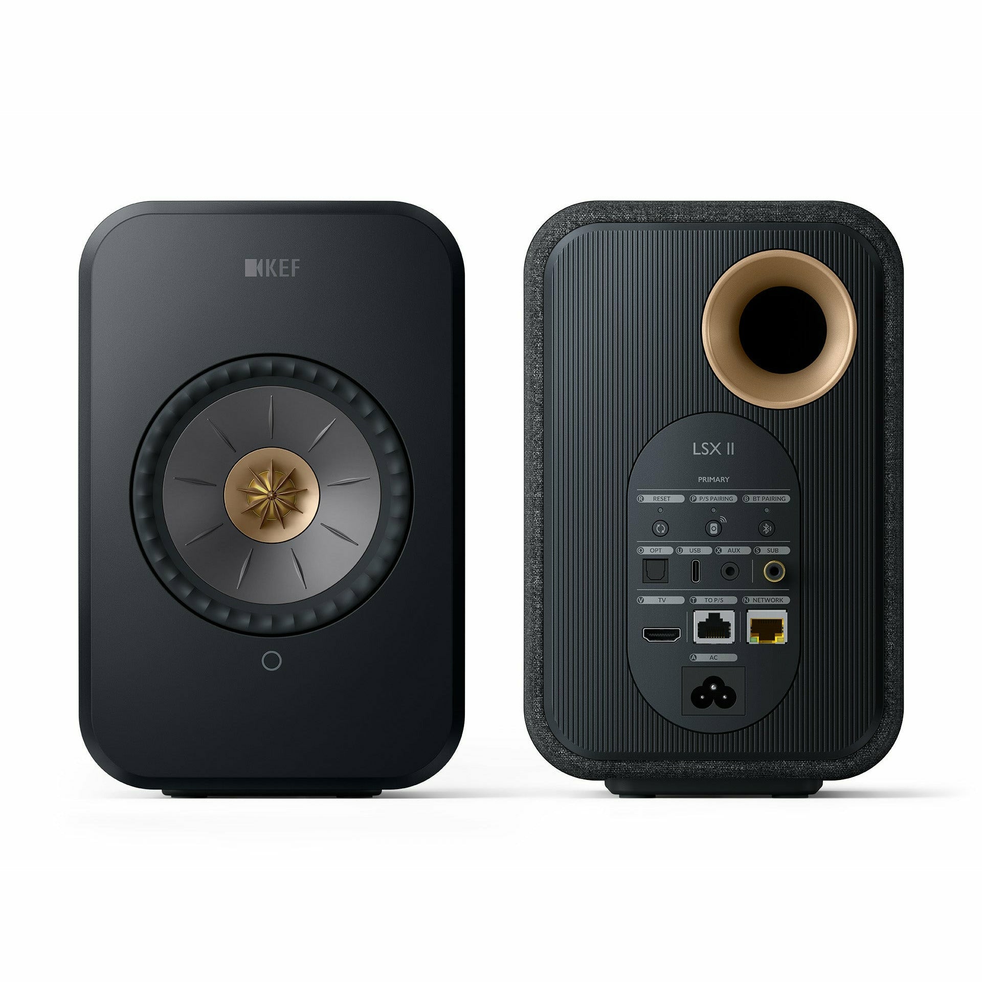 KEF LSXII Black Pair Front and Back