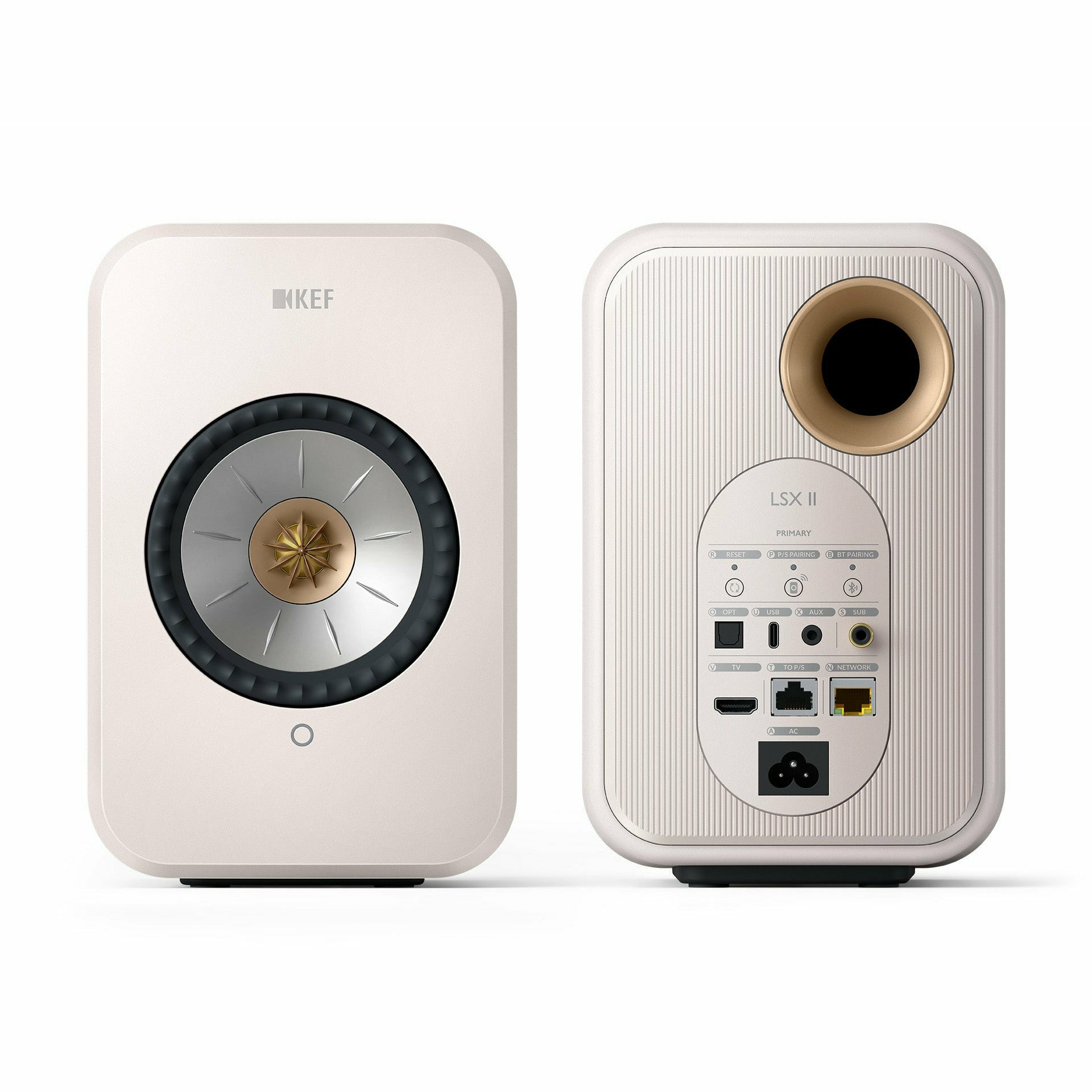 KEF LSXII White Pair Front and Back