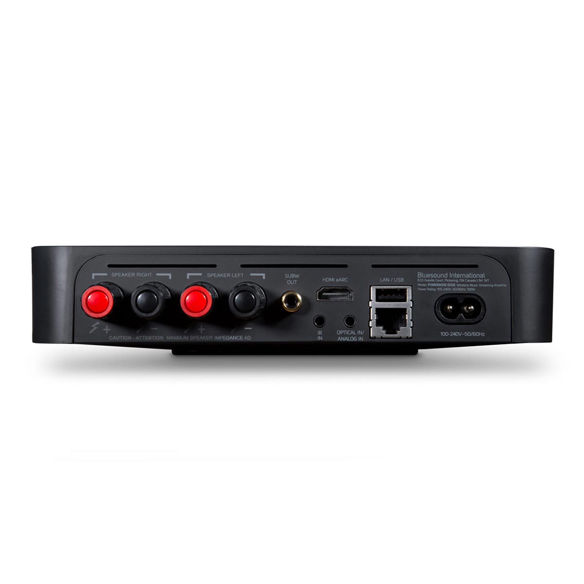 Black Bluesound Powernode Edge (N230) Wireless Streaming Amplifier Rear