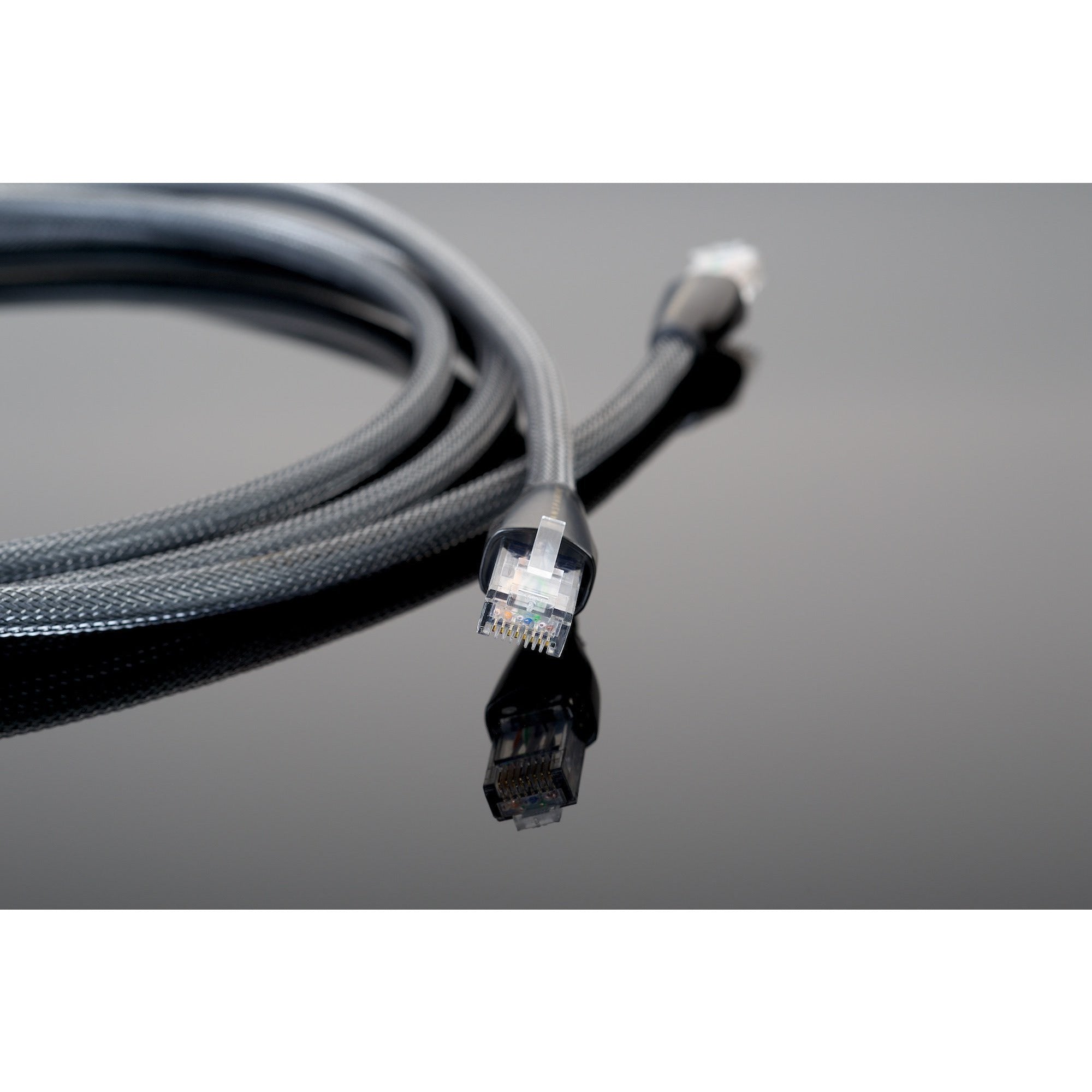 Transparent Premium Ethernet Digital Cable Closeup