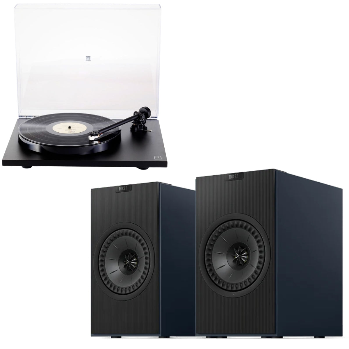 KEF Coda W Wireless Active Speakers and Rega Planar 1 (P1) Turntable Bundle