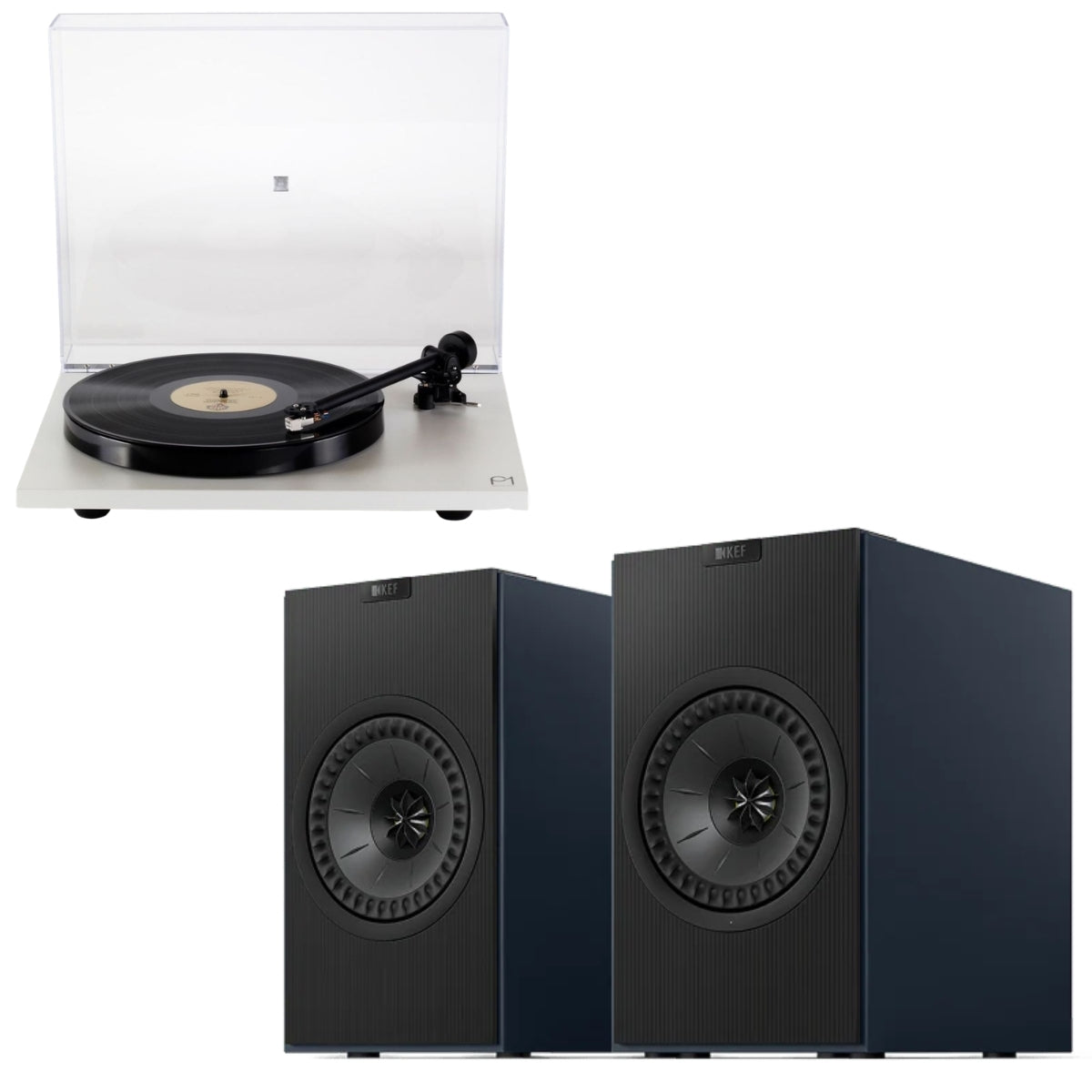 KEF Coda W Wireless Active Speakers and Rega Planar 1 (P1) Turntable Bundle