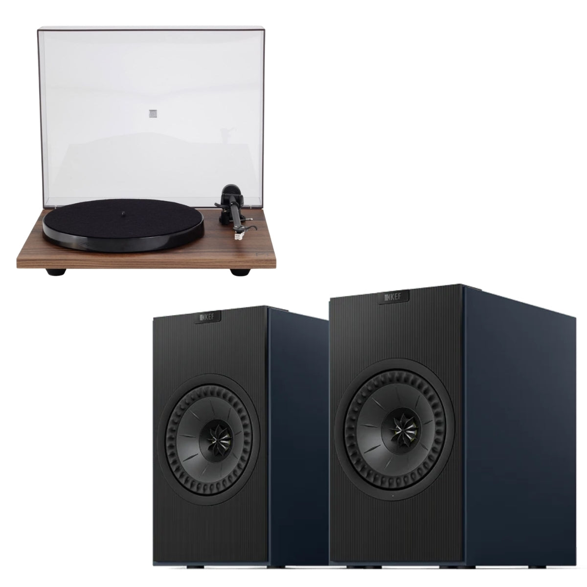KEF Coda W Wireless Active Speakers and Rega Planar 1 (P1) Turntable Bundle