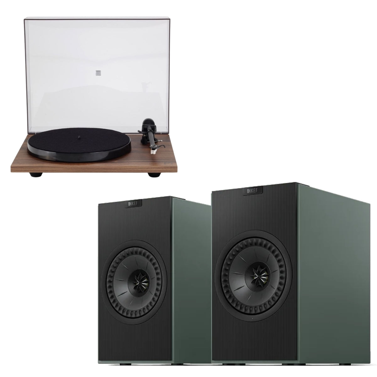 KEF Coda W Wireless Active Speakers and Rega Planar 1 (P1) Turntable Bundle
