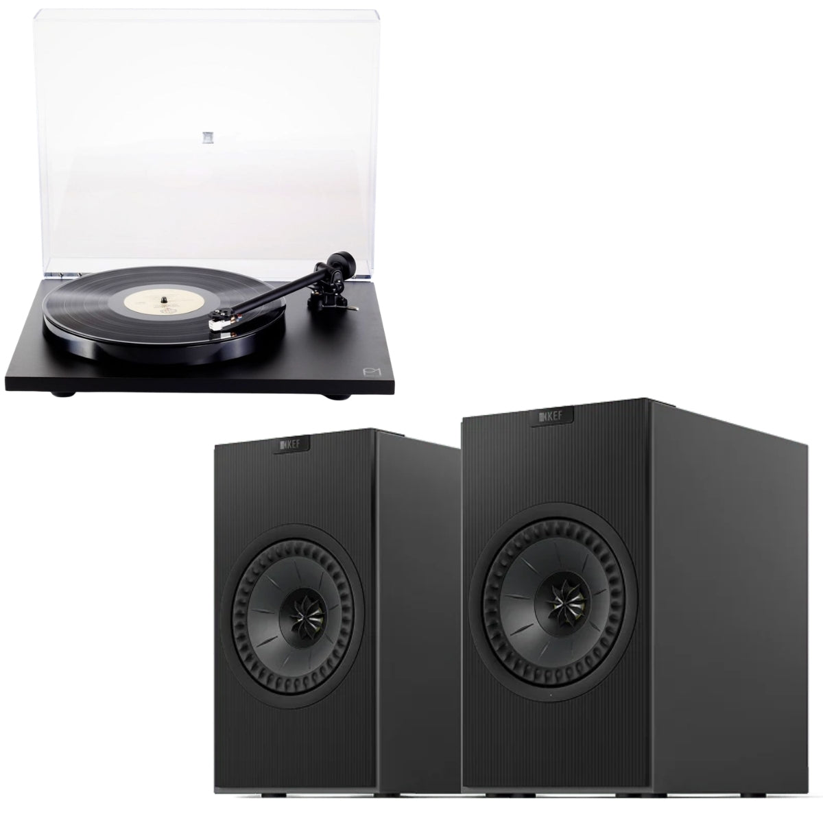 KEF Coda W Wireless Active Speakers and Rega Planar 1 (P1) Turntable Bundle