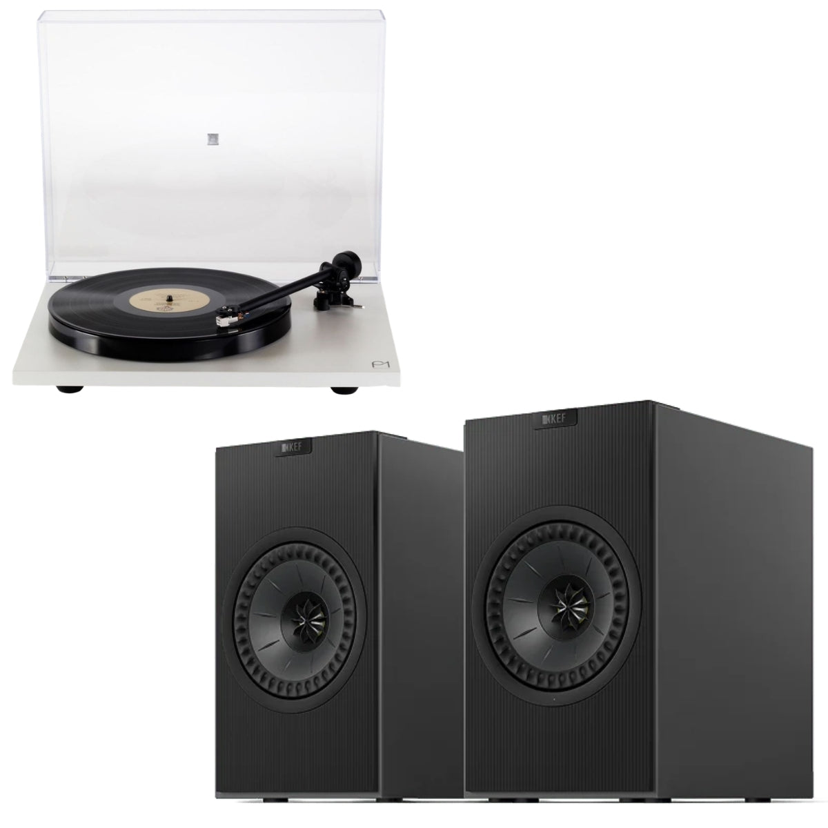 KEF Coda W Wireless Active Speakers and Rega Planar 1 (P1) Turntable Bundle