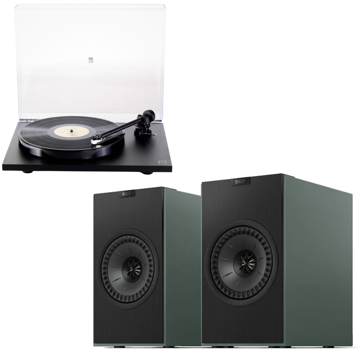 KEF Coda W Wireless Active Speakers and Rega Planar 1 (P1) Turntable Bundle