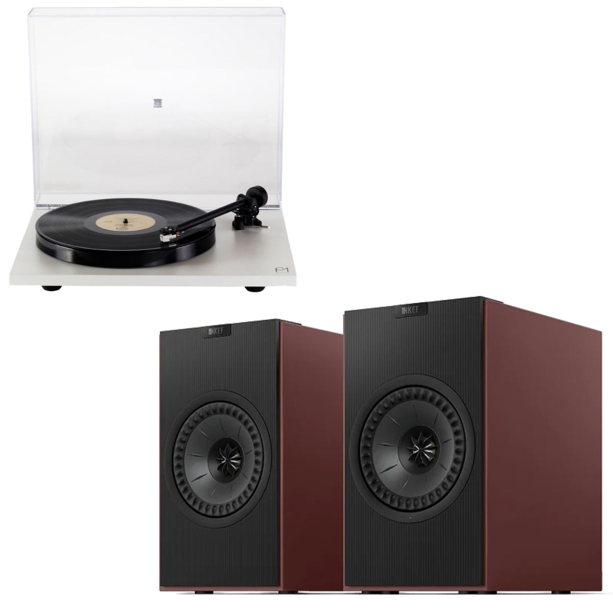 KEF Coda W Wireless Active Speakers and Rega Planar 1 (P1) Turntable Bundle