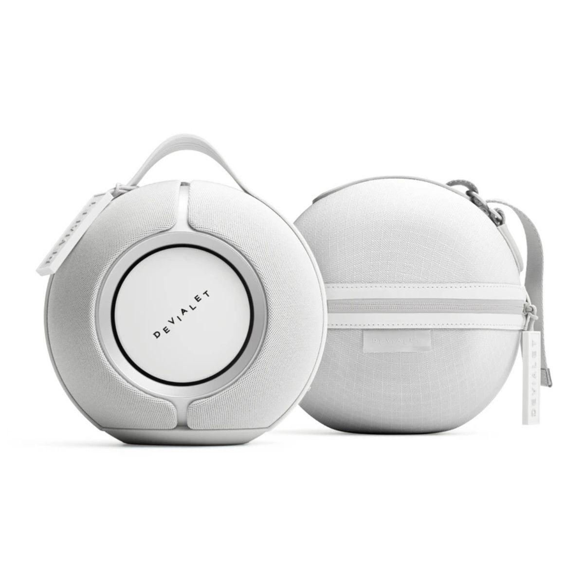 Devialet Mania Exclusive White Mist Portable Speaker with Matching Cocoon Carrying Case