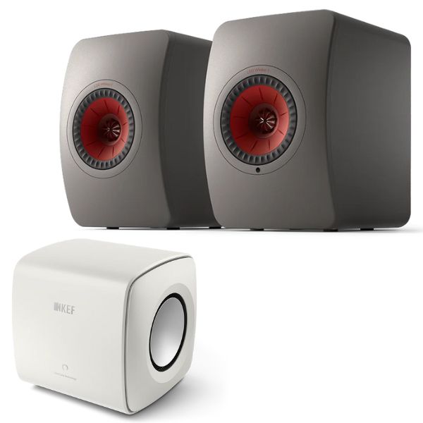 KEF LS50 Wireless 2 Titanium and KC62 White Bundle