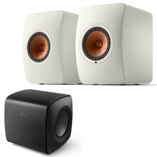 KEF LS50 Wireless 2 White and KC62 Black Bundle