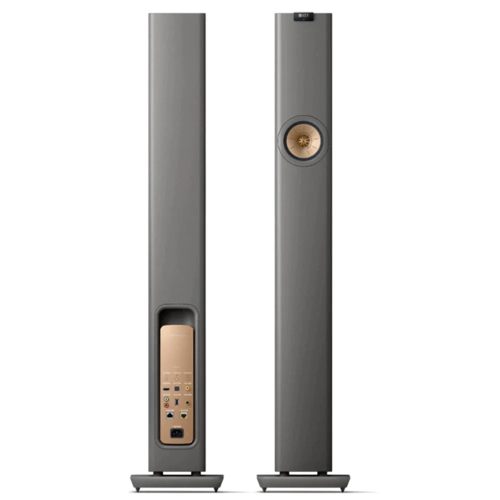 KEF LS60 Wireless Floorstanding Speakers and KEF Muo Portable Bluetooth Speaker Bundle
