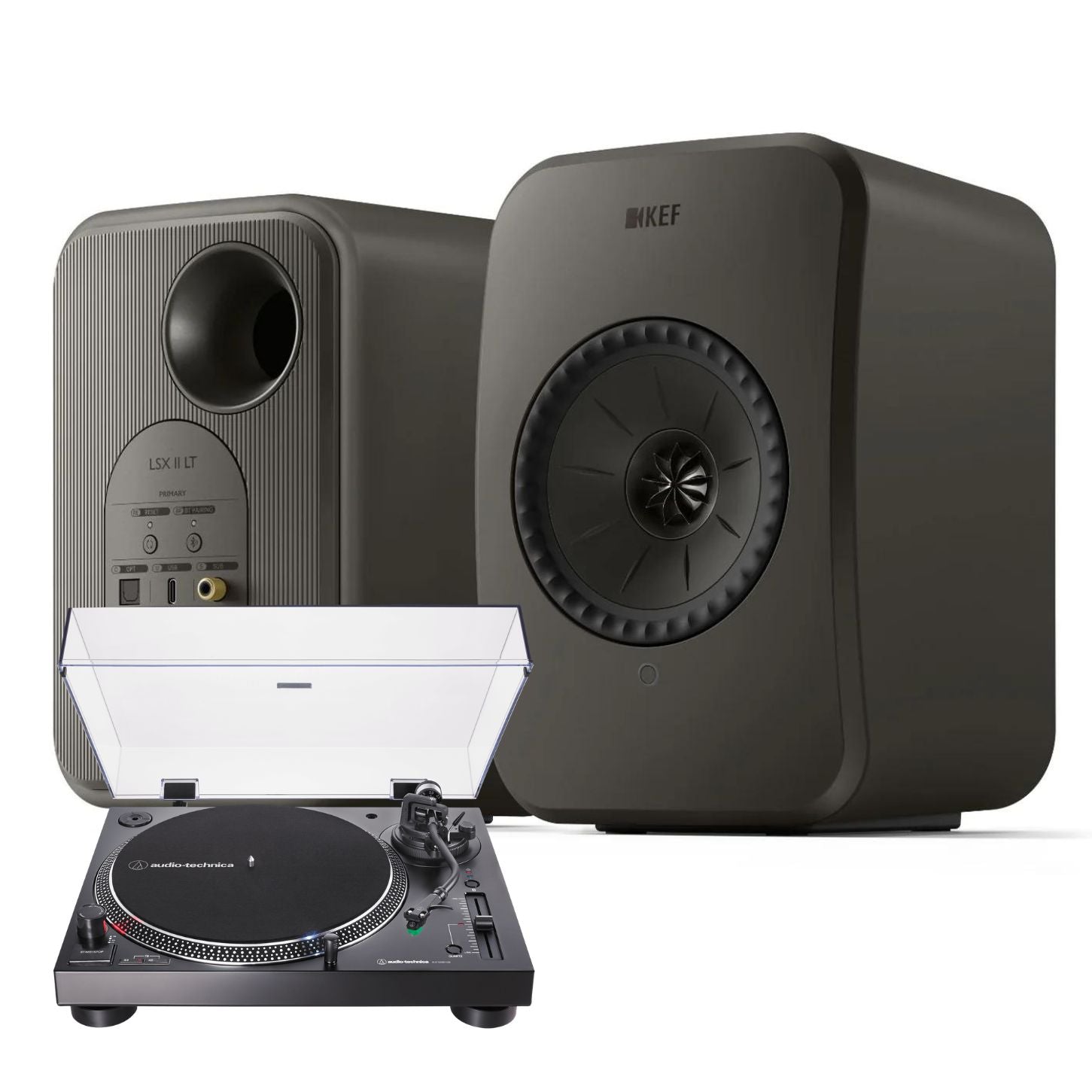 KEF LSXIILT Grey and Audio Technica LP120XBT-USB