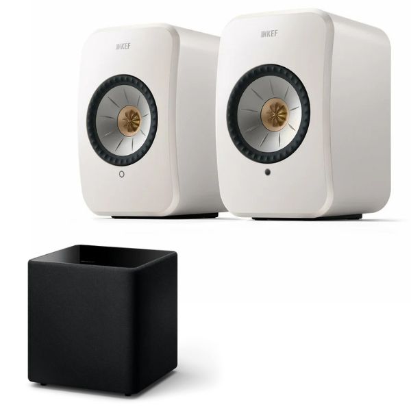 KEF LSXII White and Kube 10 MIE Bundle