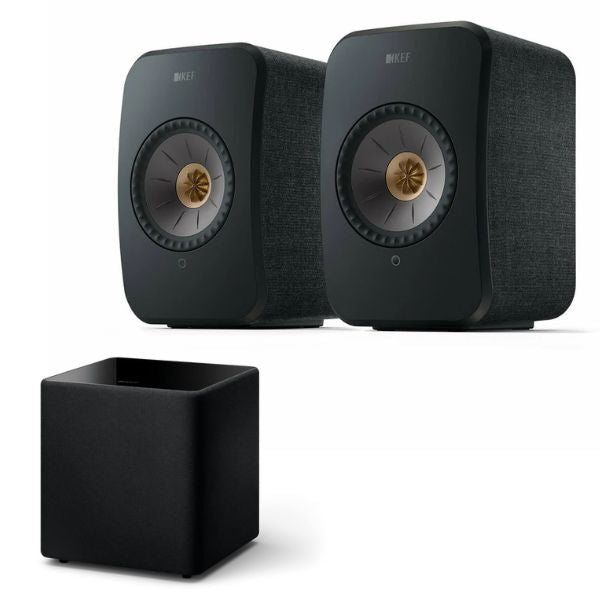 Kef LSX II Wireless HiFi System (LSX2) + Kube 10 MIE Active Subwoofer Bundle