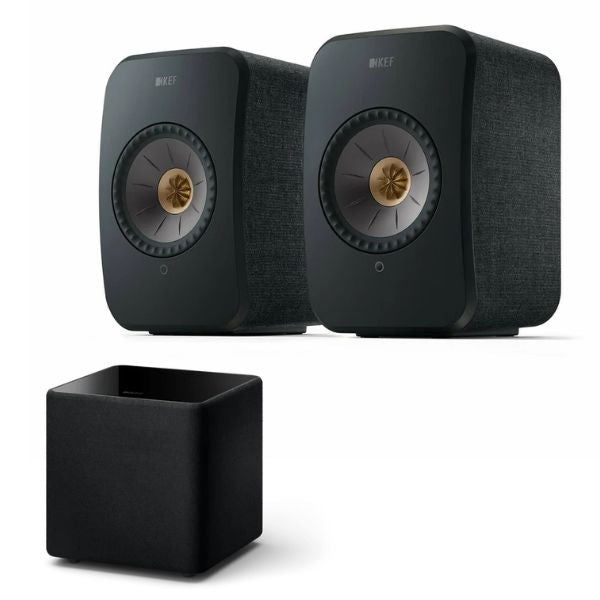 Kef LSX II Wireless HiFi System (LSX2) + Kube 8 MIE Active Subwoofer Bundle