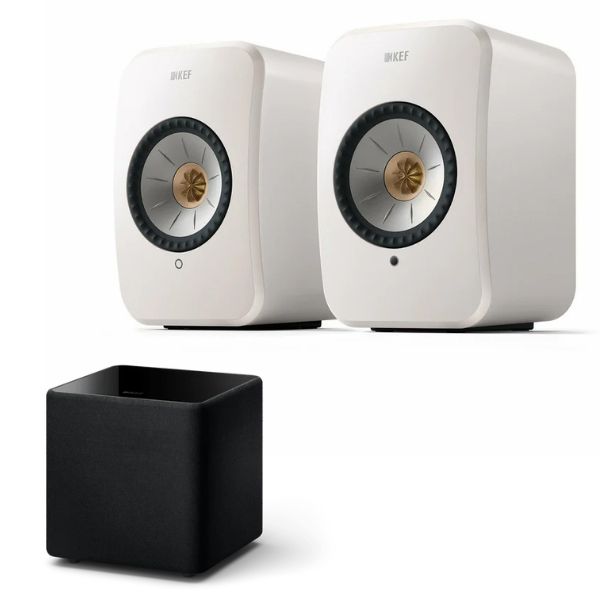 Kef LSX II Wireless HiFi System (LSX2) + Kube 8 MIE Active Subwoofer Bundle