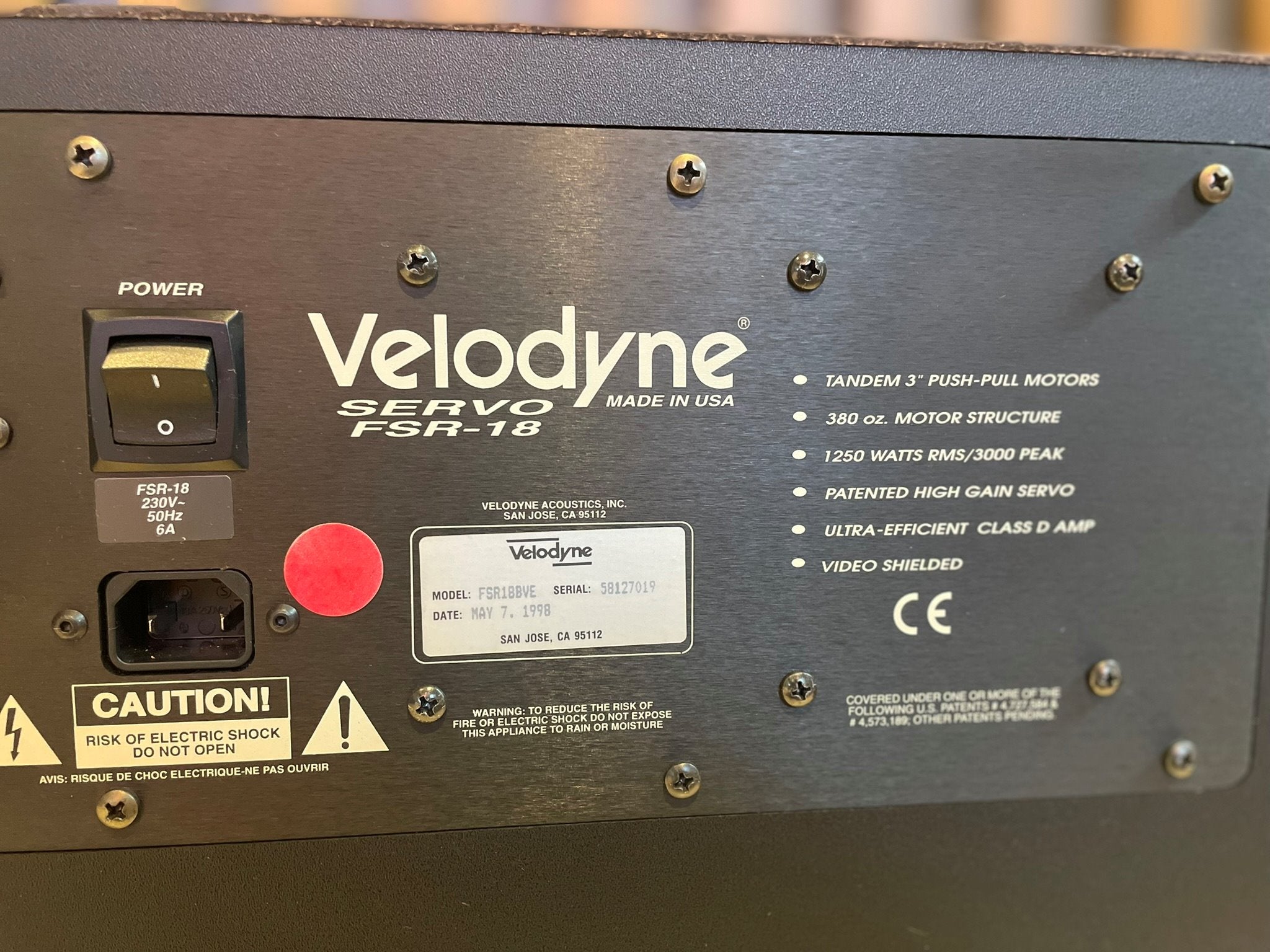 Velodyne FSR-18 Subwoofer - Consignment