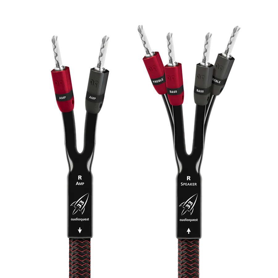 AudioQuest Rocket 33 Single to BiWire Speaker Cable, 3m - AudioQuest Clearance