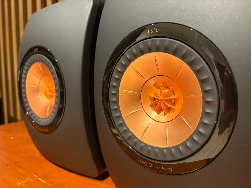 kef-ls50-mk1-black-copper-driver-angled
