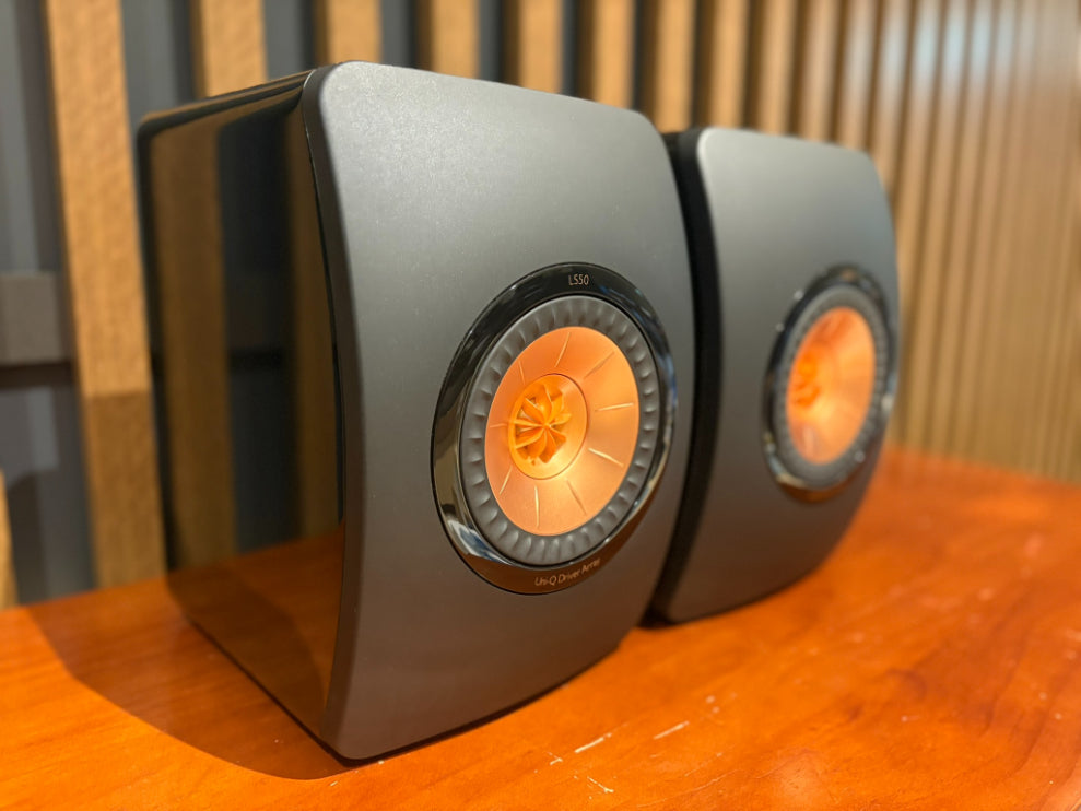 kef-ls50-mk1-black-copper-front-angled