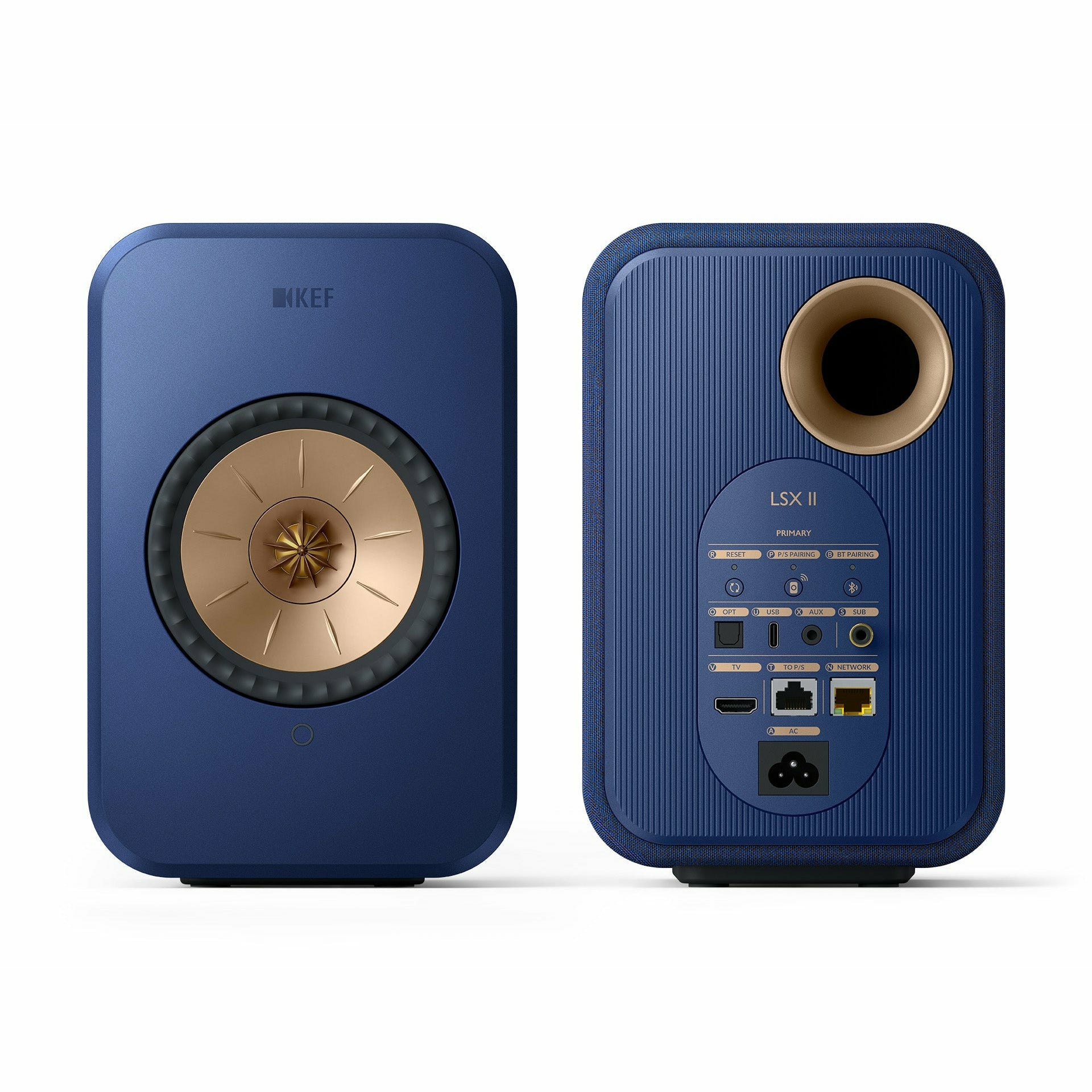 KEF LSXII Blue Pair Front and Back