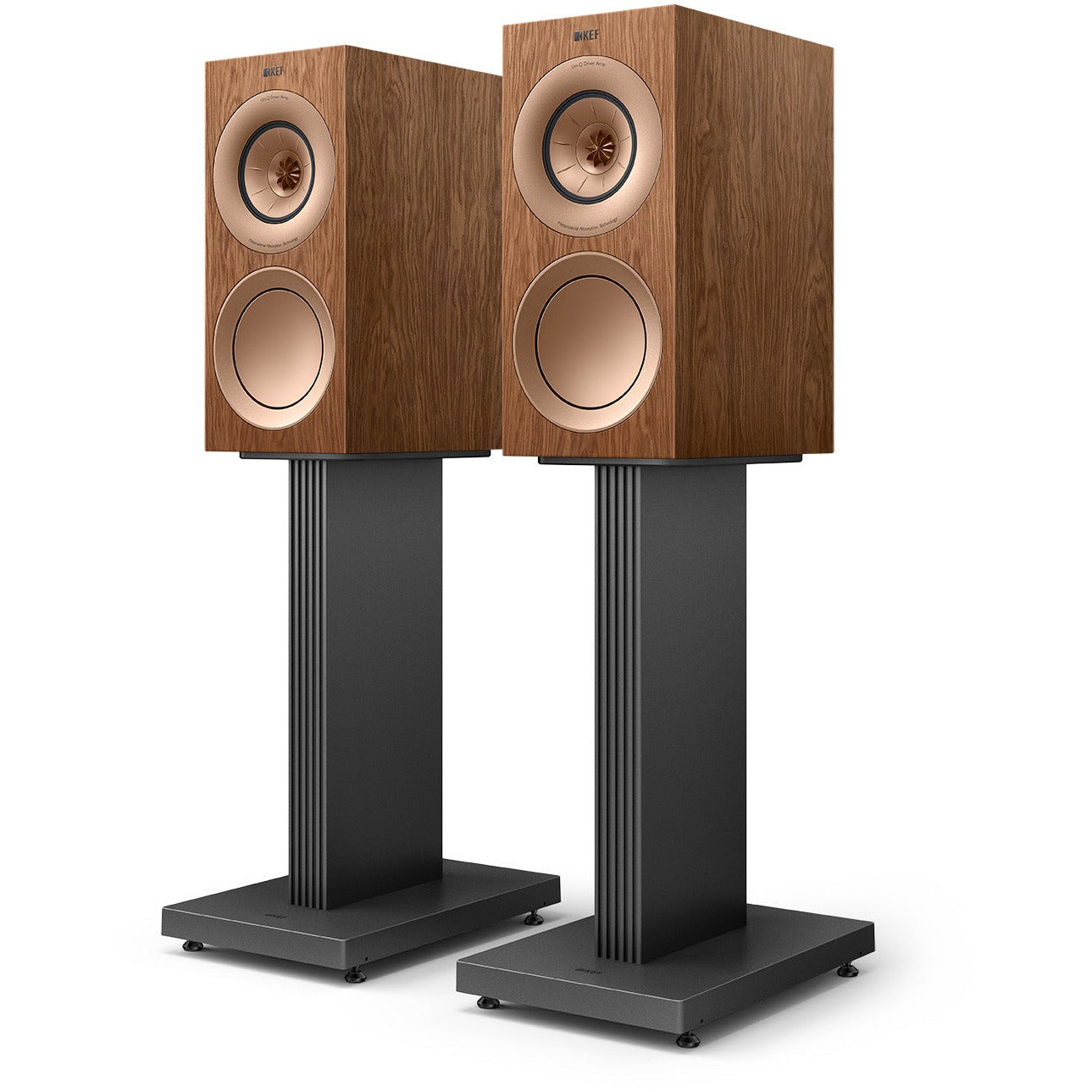 KEF R3 Meta Walnut and S3 Stand Grey
