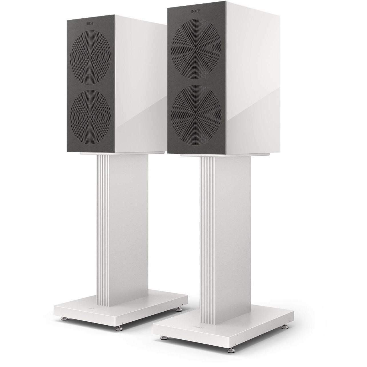 KEF R3 Meta White Grille and S3 Stand White