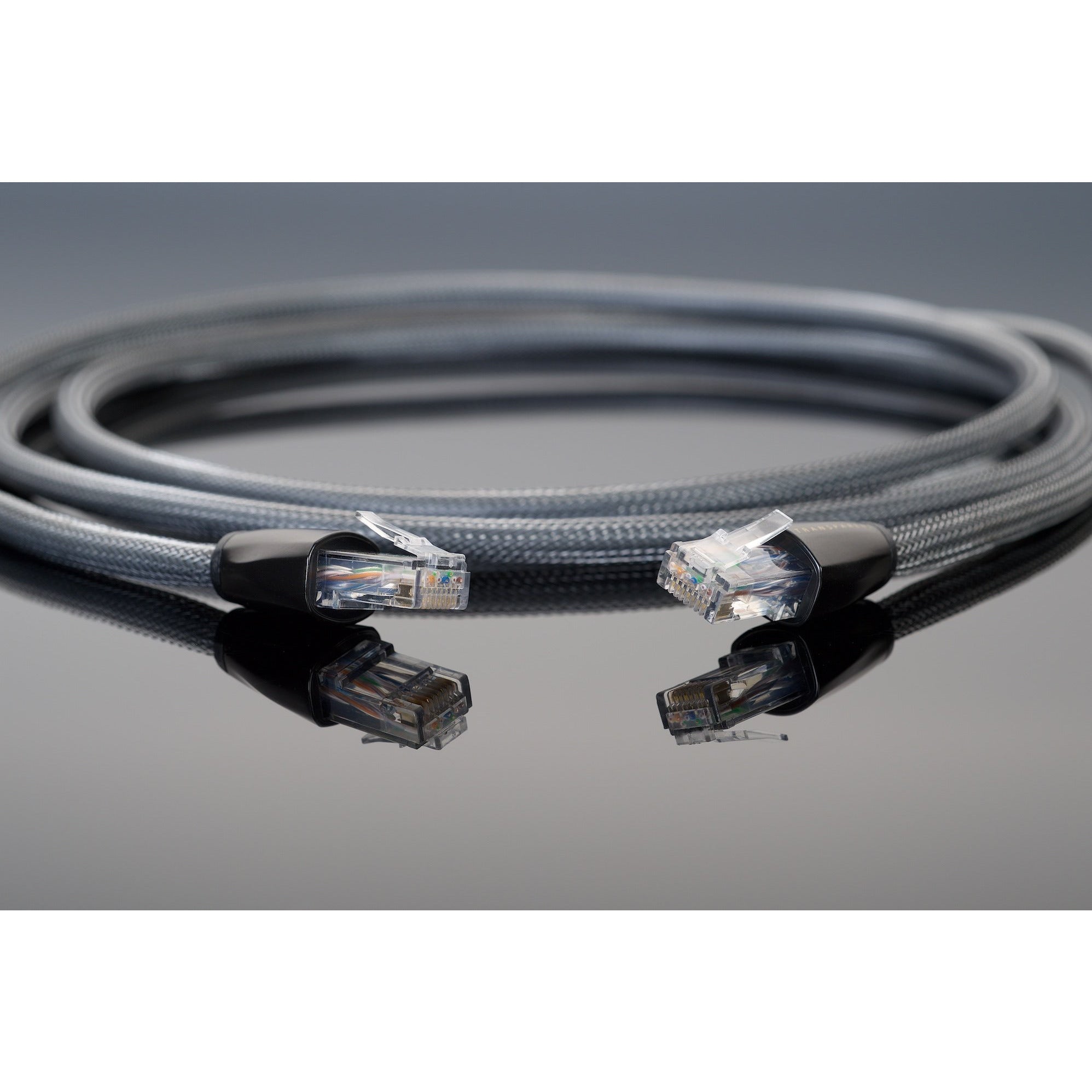 Transparent Premium Ethernet Digital Cable Closeup 2